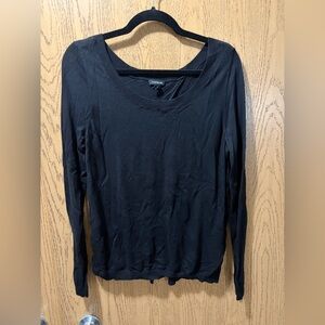 Torrid Black Women's Split Back Long Sleeve Top